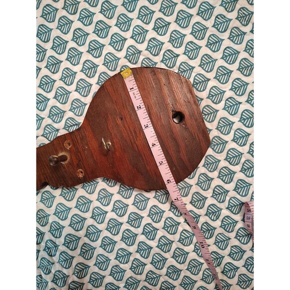 Vintage MCM Brown Wood Key Shaped Key Ring Hook Holder  Pegs 14.5 x 6.25" - Picture 12 of 12